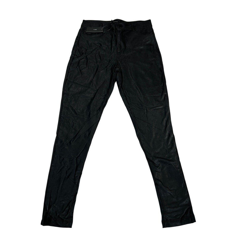 Hunter & Brown Womens Faux Leather Skinny Pants Black High Rise Size S NEW